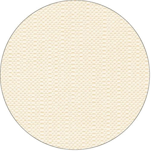 Płaski, okrągły, kremowy obiekt z teksturowaną, wypukłą powierzchnią przypomina PAPSTAR obrus "ROYAL Collection" kolor szampański (25 m x 1,18 m) firmy PAPSTAR GmbH. Tło jest jednolicie białe.