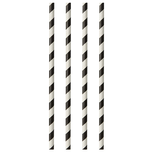 Cztery PAPSTAR 100 słomek, papier Ø 6 mm od PAPSTAR GmbH są ustawione pionowo w szeregu na prostym białym tle.