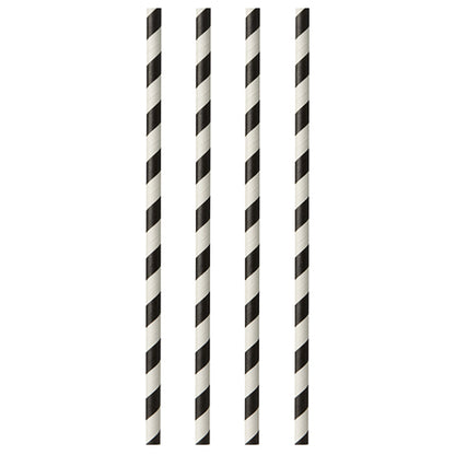 Cztery PAPSTAR 100 słomek, papier Ø 6 mm od PAPSTAR GmbH są ustawione pionowo w szeregu na prostym białym tle.