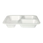 Starpak 100 miski uszczelniające to białe, laminowane miski spożywcze XPS z trzema przegrodami (925 ml, 4,2 x 21,2 x 25 cm), idealne do oddzielania żywności. Dostarczane w opakowaniu po 100 sztuk w folii.