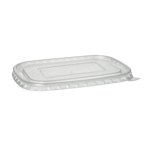 Pokrywa Starpak 25 do kubków opakowaniowych z PP, prostokątna (1 cm x 17,3 cm x 12,3 cm) w przezroczystej folii jest pokazana na białym tle. Pokrywa ma przezroczysty kolor, lekko podniesiony brzeg i płaskie centrum.