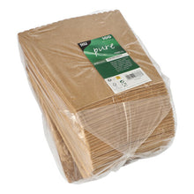 Stos brązowych pudełek na popcorn PAPSTAR (19,7x7x7 cm, 100 sztuk) jest zapakowany w przezroczysty plastik z zielono-białą etykietą - idealne na następny wieczór filmowy.