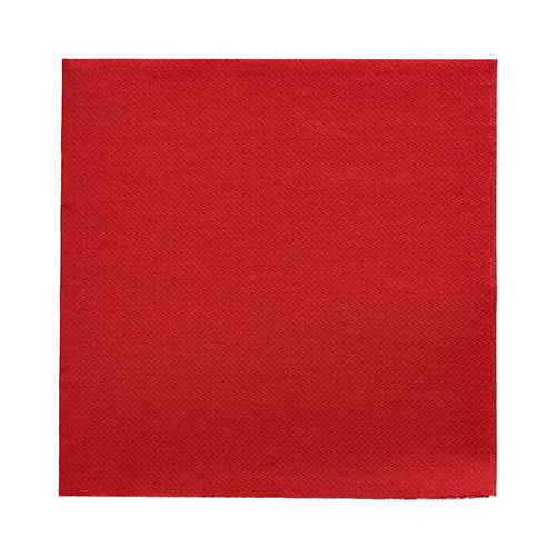Auf weißem Untergrund liegt eine rote Serviette der PAPSTAR GmbH aus der DAILY Collection (32x32 cm, 1/4-Falz) mit leicht strukturierter Oberfläche – ideal für eine stilvolle Tischdekoration.