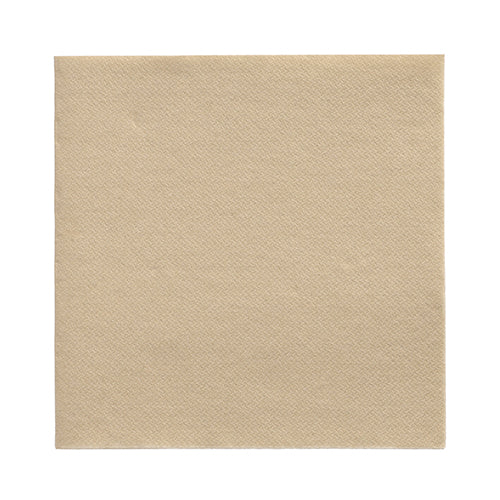 Eine einzelne beige PAPSTAR 20 Servietten "DAILY Collection" Serviette (32x32 cm, 1/4-Falz) der PAPSTAR GmbH ist auf weißem Hintergrund abgebildet, ideal für elegante Servietten oder schlichte Tischdekoration.