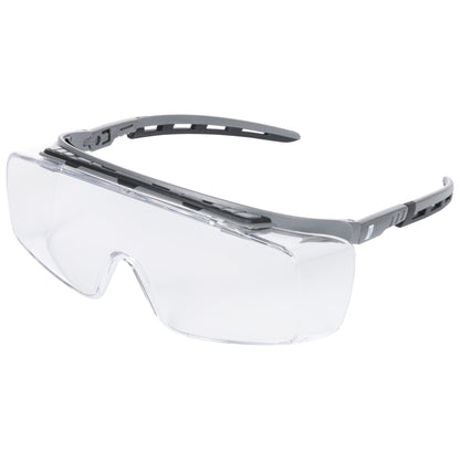 NITRAS VISION PROTECT PREMIUM, okulary zausznikowe, przezroczyste / szare, tworzywo sztuczne ISO 16321-1 | Opakowanie (10 sztuk)