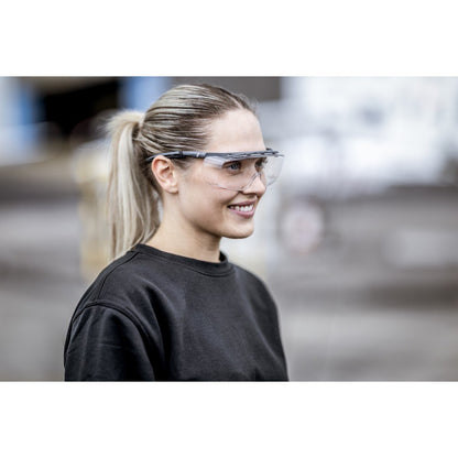 NITRAS VISION PROTECT PREMIUM, okulary zausznikowe, przezroczyste / szare, tworzywo sztuczne ISO 16321-1 | Opakowanie (10 sztuk)