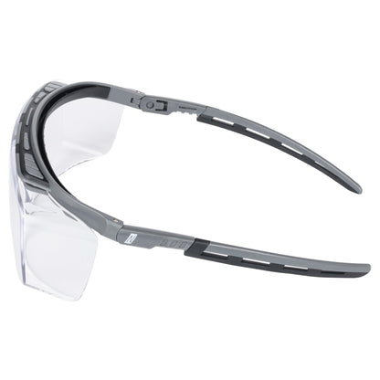 NITRAS VISION PROTECT PREMIUM, okulary zausznikowe, przezroczyste / szare, tworzywo sztuczne ISO 16321-1 | Opakowanie (10 sztuk)