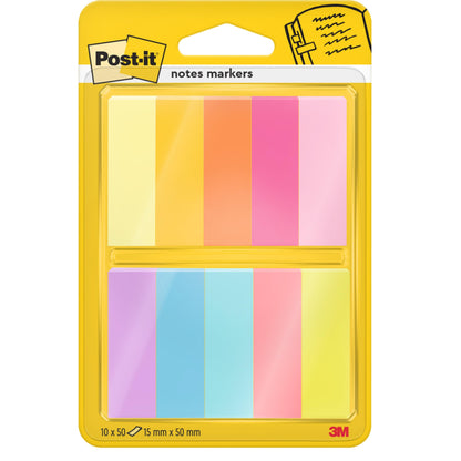 Zakładka Post-it® Page Marker firmy 3M Deutschland GmbH zawiera 10 bloków po 50 arkuszy w różnych kolorach (15 mm x 50 mm), idealna do organizacji dokumentów. W żółtym opakowaniu, wykonana w 100% z materiału certyfikowanego przez PEFC.