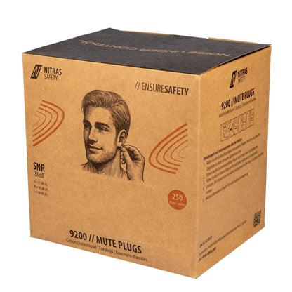 NITRAS MUTE PLUGS, zatyczki do uszu, pomarańczowe, EN 352-2, 250 par w opakowaniu PU | Opakowanie (1 szt.)