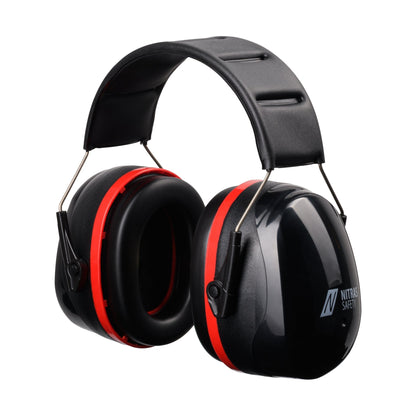 NITRAS MUTE DEFENDER PRO, nauszniki, czarno-czerwone, tworzywo sztuczne EN 352-1 | Opakowanie (1 szt.)