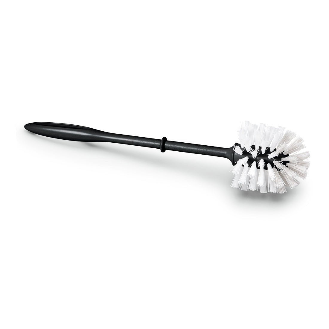 Szczotka do WC Nölle Profi Brush z regranulatu, czarny uchwyt z białym włosiem, od Nölle Profi Brush Bürsten- & Pinseltechnik e.K., jest trwała, skuteczna i przyjazna dla środowiska. Przedstawiona na białym tle.