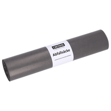 Przedstawiono rolkę worków na śmieci EMIL DEISS KG (GmbH + Co.) DEISS 94007 szare (660x800x0,05 mm, 25 sztuk) z białą etykietą "DEISS Abfallsäcke" na jednolitym białym tle.