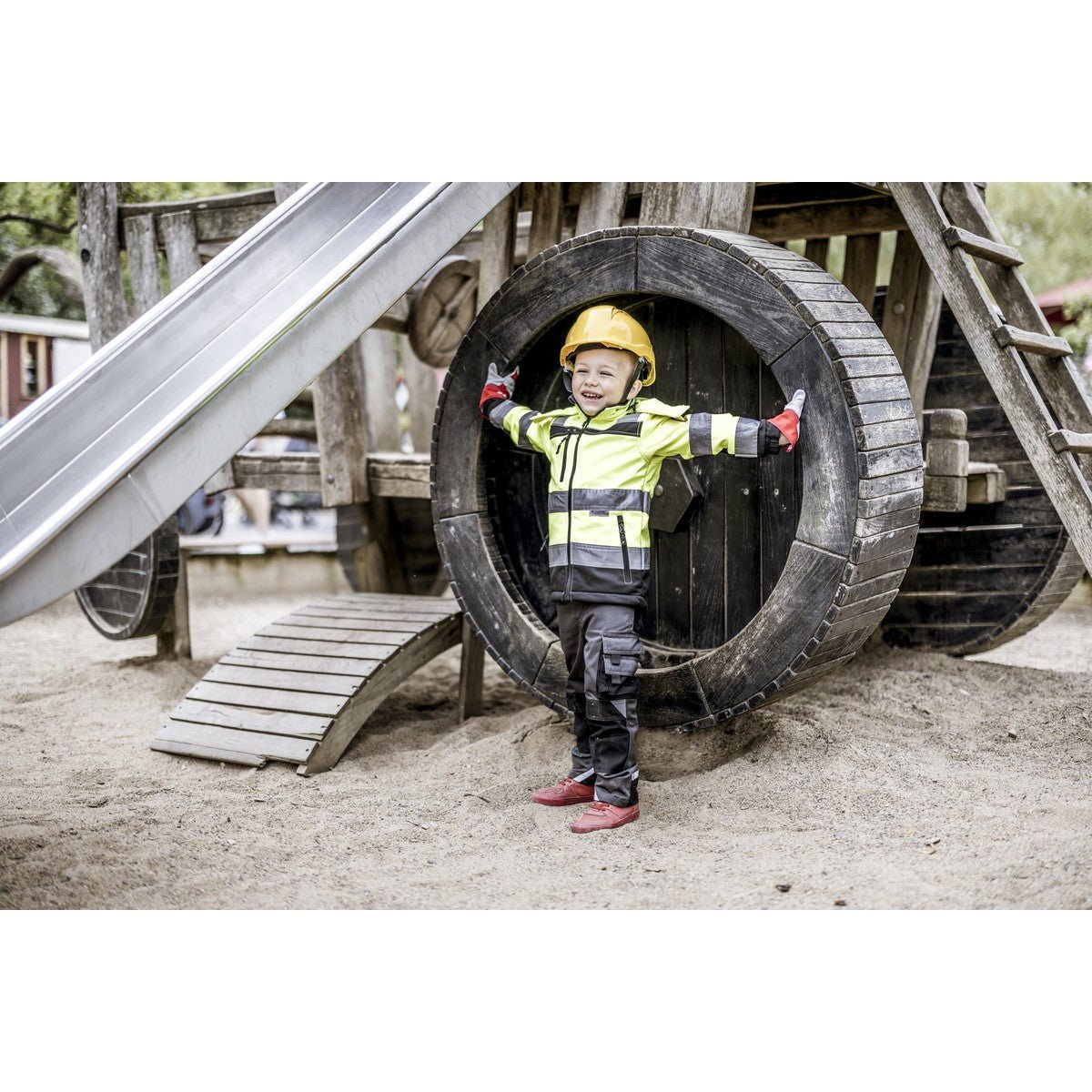 NITRAS MOTION TEX KIDS, odblaskowa kurtka softshell w kolorze neonowożółtym/czarnym