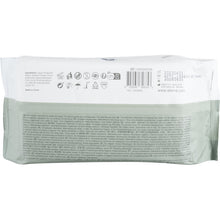 Die Rückseite einer Abena Re-Seller GmbH Feuchtpflegetücher, Mit Deckel (80 Stück, 18x20 cm) Packung zeigt Inhaltsstoffe, Anwendungshinweise, Herstellerangaben, Barcodes & Symbole in mehreren Sprachen - ideal für Reinigung unterwegs.