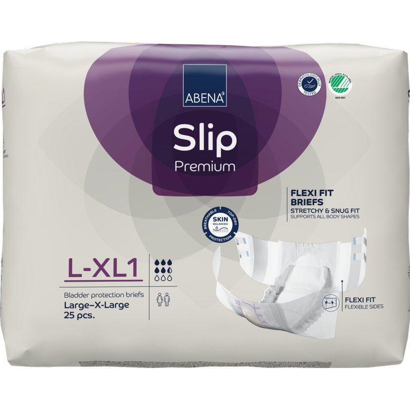 Opakowanie ABENA Slip Flexi Fit M-L Premium od Abena Re-Seller GmbH, 25 sztuk, z elastycznym dopasowaniem i przyjaznym dla skóry materiałem dla bezpiecznej, komfortowej ochrony pęcherza u dorosłych.