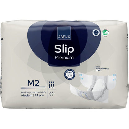 Opakowanie 24 sztuk ABENA Slip Premium od Abena Re-Seller GmbH, rozmiar M2 medium, oferuje przyjazną dla skóry, wydajną ochronę przed nietrzymaniem moczu dla komfortu i bezpieczeństwa.