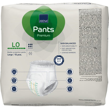 Opakowanie 15 sztuk ABENA Pants Premium L od Abena Re-Seller GmbH charakteryzuje się ochroną przed przeciekaniem, oddychalnością, szybkim wchłanianiem i jest odpowiednie dla suchej skóry.