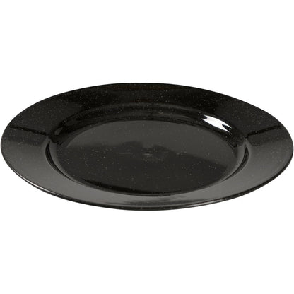 Talerz wielokrotnego użytku, Czarny od Abena Re-Seller GmbH to okrągły, czarny błyszczący talerz z subtelnie podniesioną krawędzią - przyjazna dla środowiska alternatywa dla Twojego stołu, przedstawiona w prostym designie na białym tle.
