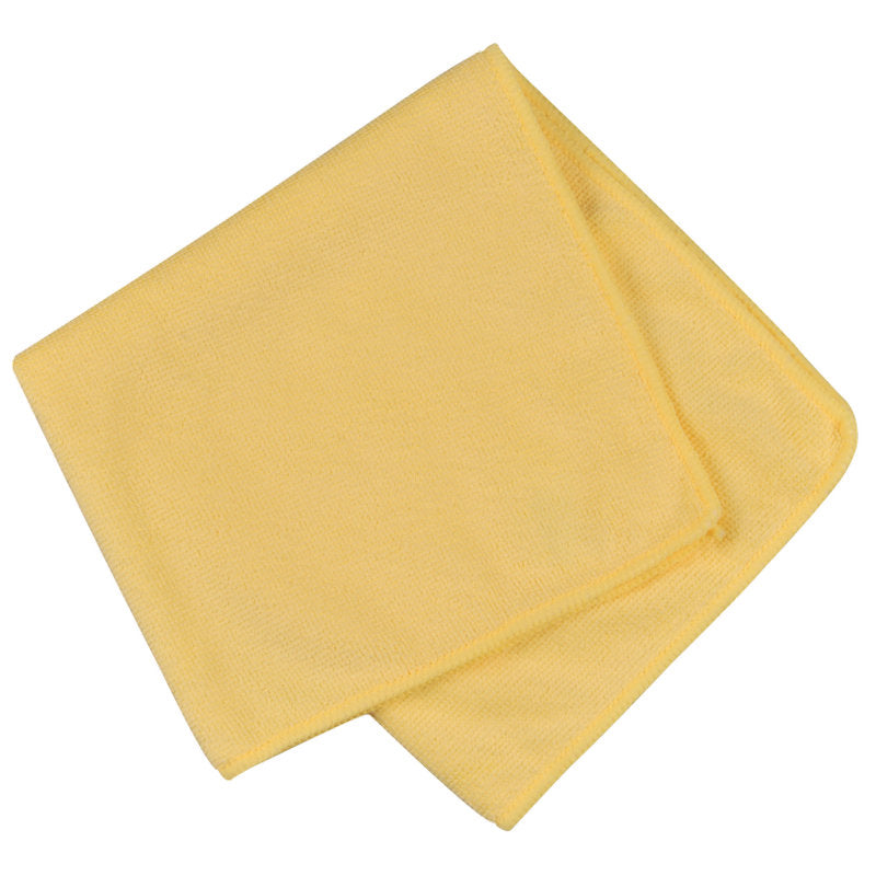 Czysto złożona żółta ściereczka z mikrofibry ENA Standard (40x40 cm) od Abena Re-Seller GmbH, z gładkimi krawędziami i miękką teksturą, na białym tle.