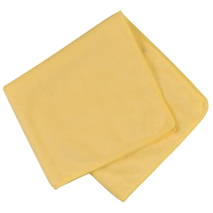 Czysto złożona żółta ściereczka z mikrofibry ENA Standard (40x40 cm) od Abena Re-Seller GmbH, z gładkimi krawędziami i miękką teksturą, na białym tle.