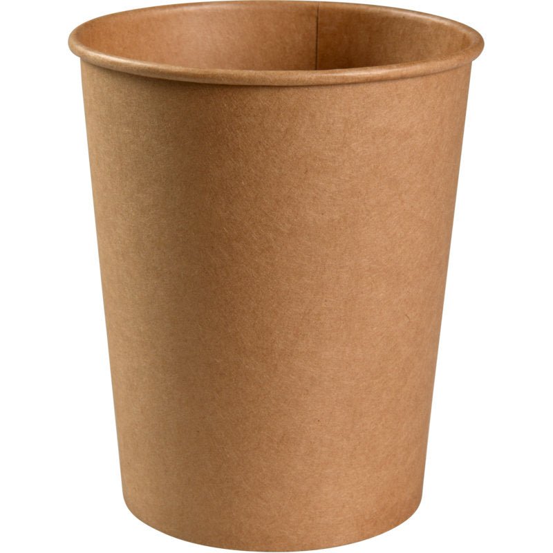 Brązowa miska Abena Re-Seller GmbH (1000 ml, ø 11,5 cm, Kraft/PE) stoi pionowo na białym tle - idealna dla gastronomii; dostępna w opakowaniach po 50 sztuk.