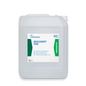 Dr. Schumacher DESCOSEPT PUR szybka dezynfekcja w 10-litrowym pojemniku z przezroczystego plastiku z zielono-białą etykietą, uchwytem i zakrętką do alkoholowej szybkiej dezynfekcji urządzeń medycznych.