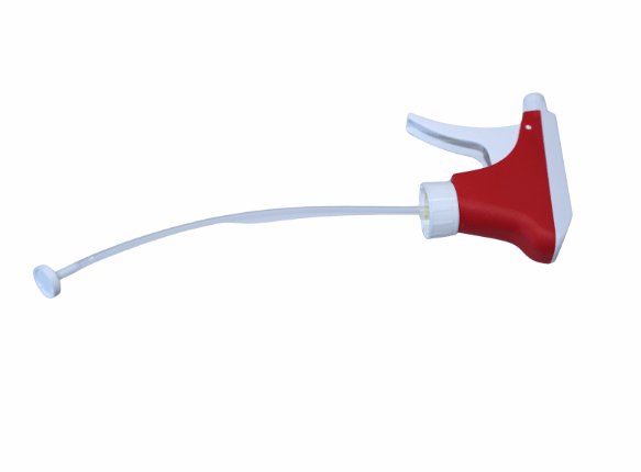 Spryskiwacz Altruan K3 (biały czerwony), plastikowa głowica spryskująca z gwintem 25 mm, filtrem ssącym i rurką zanurzeniową 21,5 cm, jest przedstawiony na prostym białym tle.