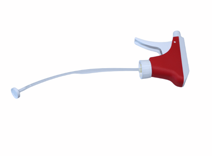 Spryskiwacz Altruan K3 (biały czerwony), plastikowa głowica spryskująca z gwintem 25 mm, filtrem ssącym i rurką zanurzeniową 21,5 cm, jest przedstawiony na prostym białym tle.