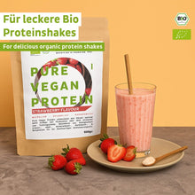 Organiczne wegańskie białko w proszku truskawkowe bez soi
