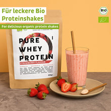 Organiczne białko serwatkowe w proszku truskawkowe