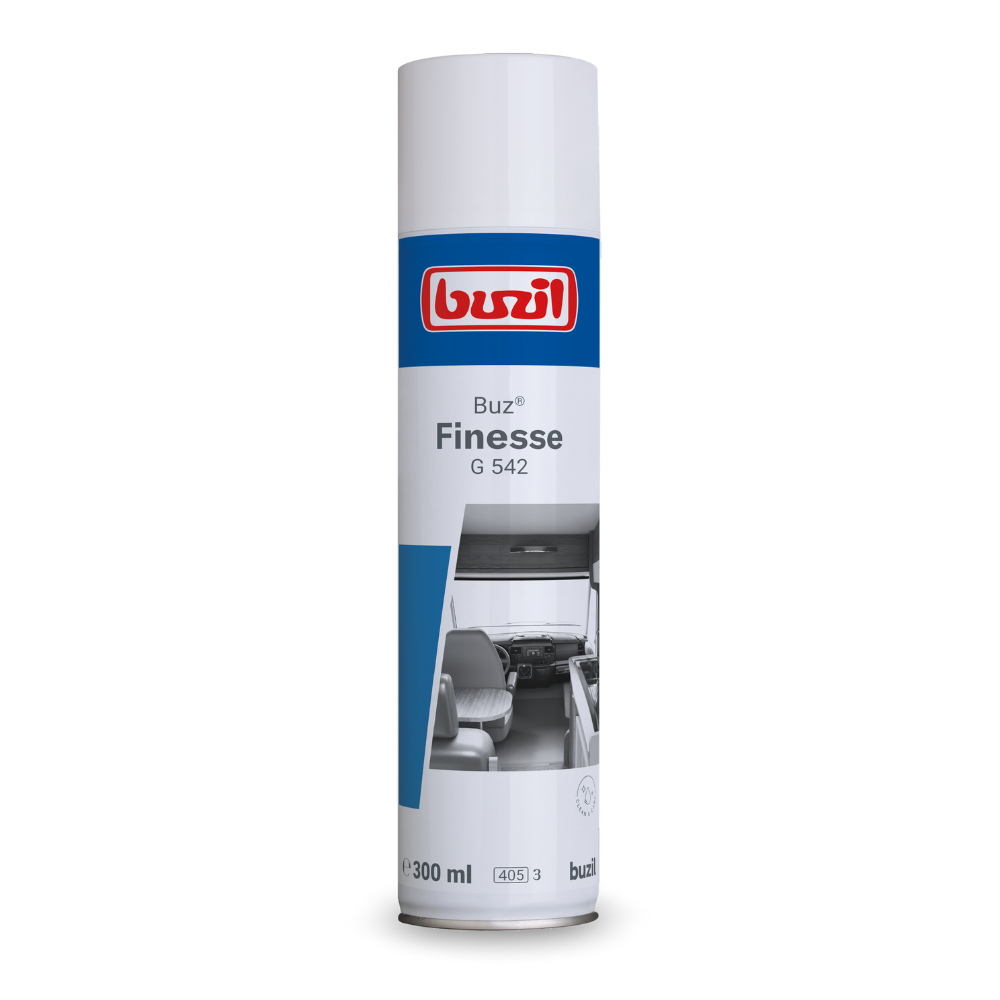 Buzil Buz® Finesse G 542, gotowy do użycia produkt do pielęgnacji mebli i specjalistycznej pielęgnacji w butelce 300 ml od BUZIL-WERK Wagner GmbH & Co. KG, jest idealny do zadań związanych z czyszczeniem i pielęgnacją. Jest szczególnie odpowiedni do pielęgnacji mebli i oferuje specjalistyczną pielęgnację z działaniem antystatycznym, aby utrzymać powierzchnie nieskazitelne i wolne od kurzu.