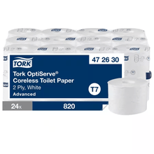 Tork OptiServe papier toaletowy bezgilzowy, 2-warstwowy, biały, system T7, 24 rolki po 820 arkuszy