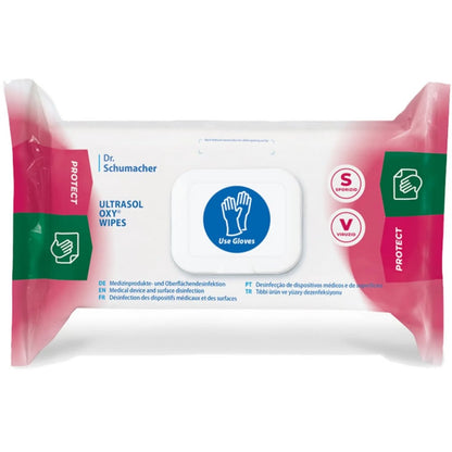 Produkt wycofywany z oferty: Dr. Schumacher Ultrasol Oxy Wipes – bezalkoholowe, o działaniu sporobójczym | Opakowanie (108 chusteczek)