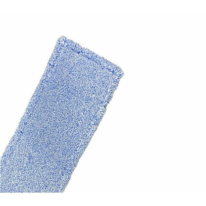 Eine Nahaufnahme des Arcora Flachpressmopp Micro Blue 2.0 Db-Fc mit Spezial Polyester Tasche (75 Stück, Arcora International GmbH) auf weißem Grund - ideal für die effiziente Bodenreinigung.