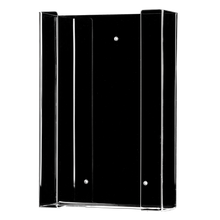 Der AMPri Einmalhandschuh Spender für 3 Boxen (258 x 392 x 96 mm) ist ein transparenter, milchiger Acryl-Handschuh-Spenderhalter TRIO mit zwei Seitenwänden, einer flachen Rückseite und drei Schraublöchern für die Wandmontage. Abgebildet leer auf einem schlichten weißen Hintergrund.