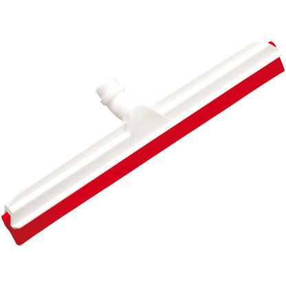 GELENK-WASSERSCHIEBER, 2-wargowy do żywności 560x43x22mm od Haug Bürsten KG to biały plastikowy ściągacz do podłóg z czerwoną gumową listwą i nakładką gwintowaną, idealny dla przemysłu spożywczego.