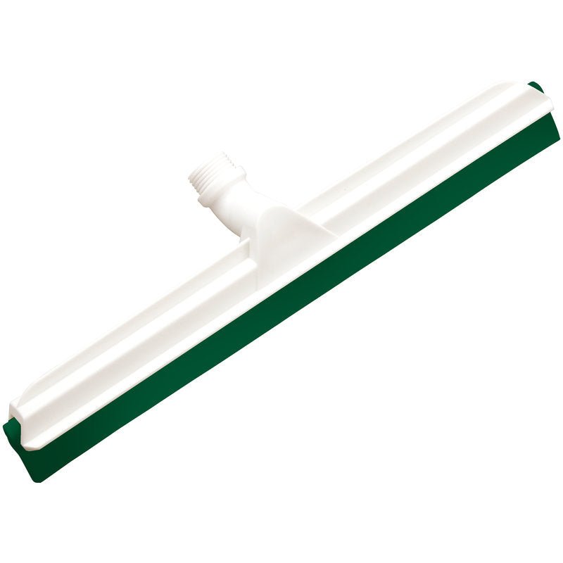 GELENK-WASSERSCHIEBER Haug Bürsten KG, 2-wargowy do żywności, 560x43x22mm to biały plastikowy głowica ściągacza do podłóg z zieloną gumową listwą i złączem gwintowanym, idealny dla przemysłu spożywczego.