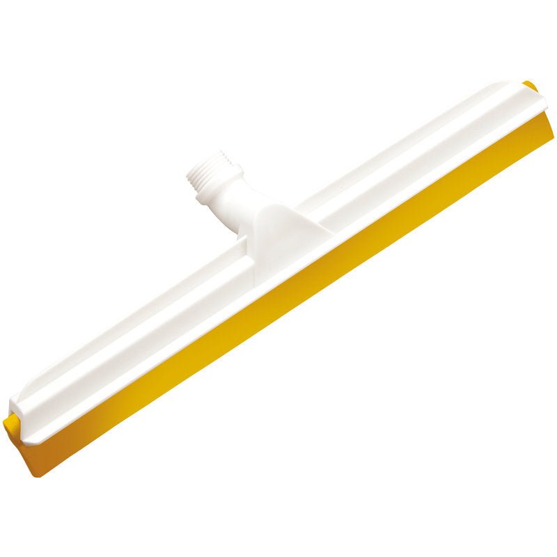 GELENK-WASSERSCHIEBER Haug Bürsten KG, 2-wargowy do żywności, 560x43x22mm ma biało-żółtą głowicę z centralną mufą gwintowaną do mocowania drążka, jest zaprojektowany dla przemysłu spożywczego i stoi na prostym białym tle.
