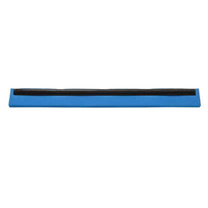 Niebiesko-czarna prostokątna gumowa listwa ERSATZ od Haug Bürsten KG, 2-WARGOWA, 420X20X22MM, z płaskim ostrzem, widziana z góry na białym tle; idealna do urządzeń do czyszczenia podłóg.