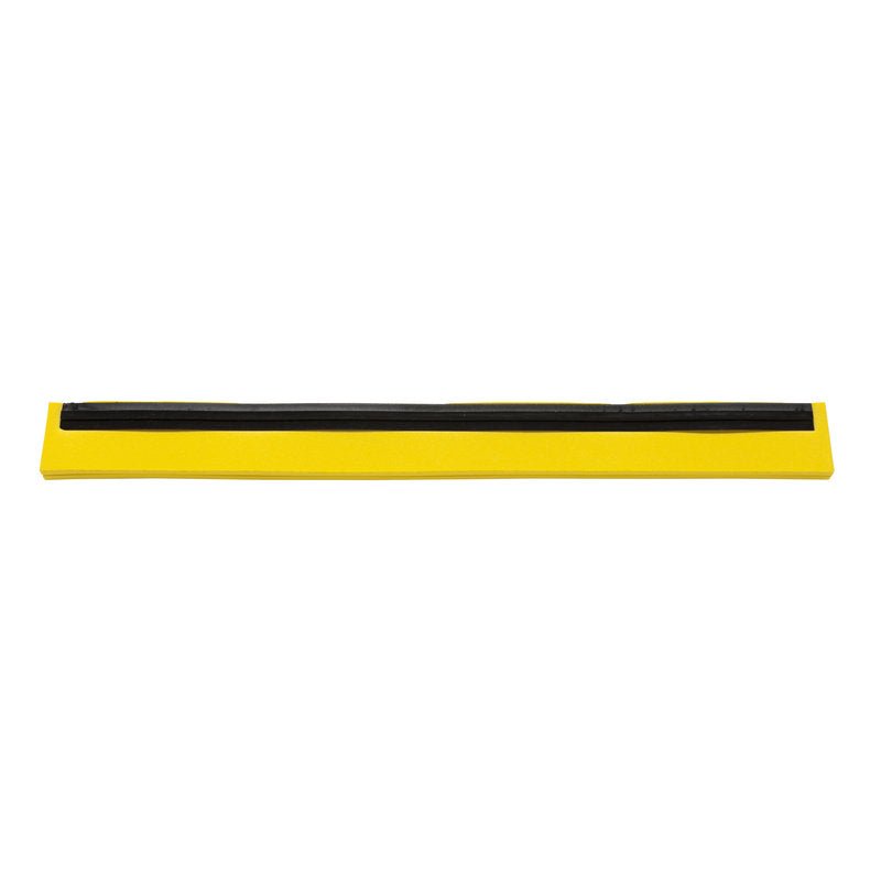 Haug Bürsten KG ERSATZ-GUMMILIPPE, 2-WARGOWA, 420X20X22MM to żółta, prostokątna listwa z czarną podwójną wargą, idealna do maszyn czyszczących podłogi, przedstawiona na białym tle.