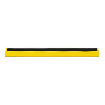 Haug Bürsten KG ERSATZ-GUMMILIPPE, 2-WARGOWA, 420X20X22MM to żółta, prostokątna listwa z czarną podwójną wargą, idealna do maszyn czyszczących podłogi, przedstawiona na białym tle.