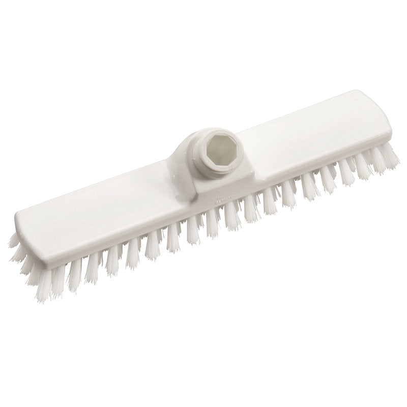 WISCHER,PP BIAŁY Ø 0,35MM TWARDA 280X50X20MM od Haug Bürsten KG posiada sztywne białe włosie PP i centralne mocowanie trzonka, co sprawia, że ta prostokątna szczotka jest idealna do czyszczenia podłóg i powierzchni w gospodarstwie domowym.