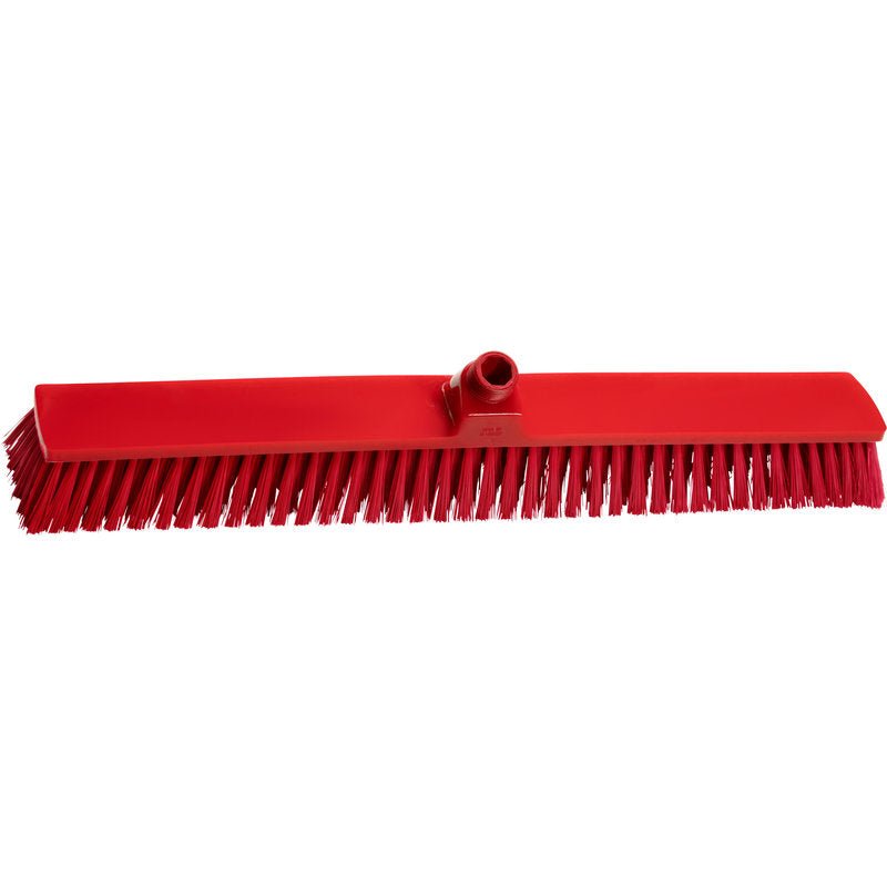 Czerwony GROßRAUMBESEN, PBT ø 0,50 MM ŚREDNI (600x72x51 mm) od Haug Bürsten KG jest z jego sztywnym włosiem PBT i centralnym otworem na kij idealny do zamiatania dużych powierzchni. Przedstawiony na białym tle.