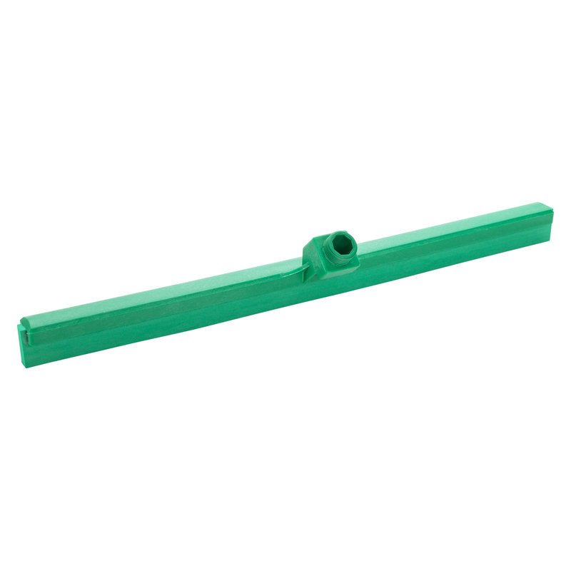 Zielony ZGARNIACZ WODNY, DO ŻYWNOŚCI, 1-WARGOWY, 620x35x25mm od Haug Bürsten KG z tworzywa sztucznego z centralnym uchwytem na kij, idealny do higienicznego czyszczenia w przemyśle spożywczym.