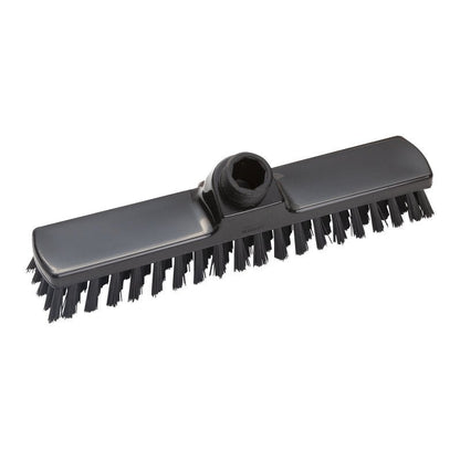 Wycieraczka ø 0,50 mm twardy (280x50x26 mm) od Haug Bürsten KG to czarna głowica miotły z sztywnymi włosiem i centralnym mocowaniem trzonka, idealna do ciężkich zadań czyszczących.
