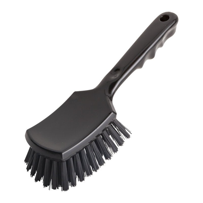 Haug Bürsten KG STIELBÜRSTE, Ø 0,50MM TWARDY (260x72x35mm), to czarna plastikowa szczotka czyszcząca z solidnym włosiem i ergonomicznym uchwytem, przedstawiona na białym tle.