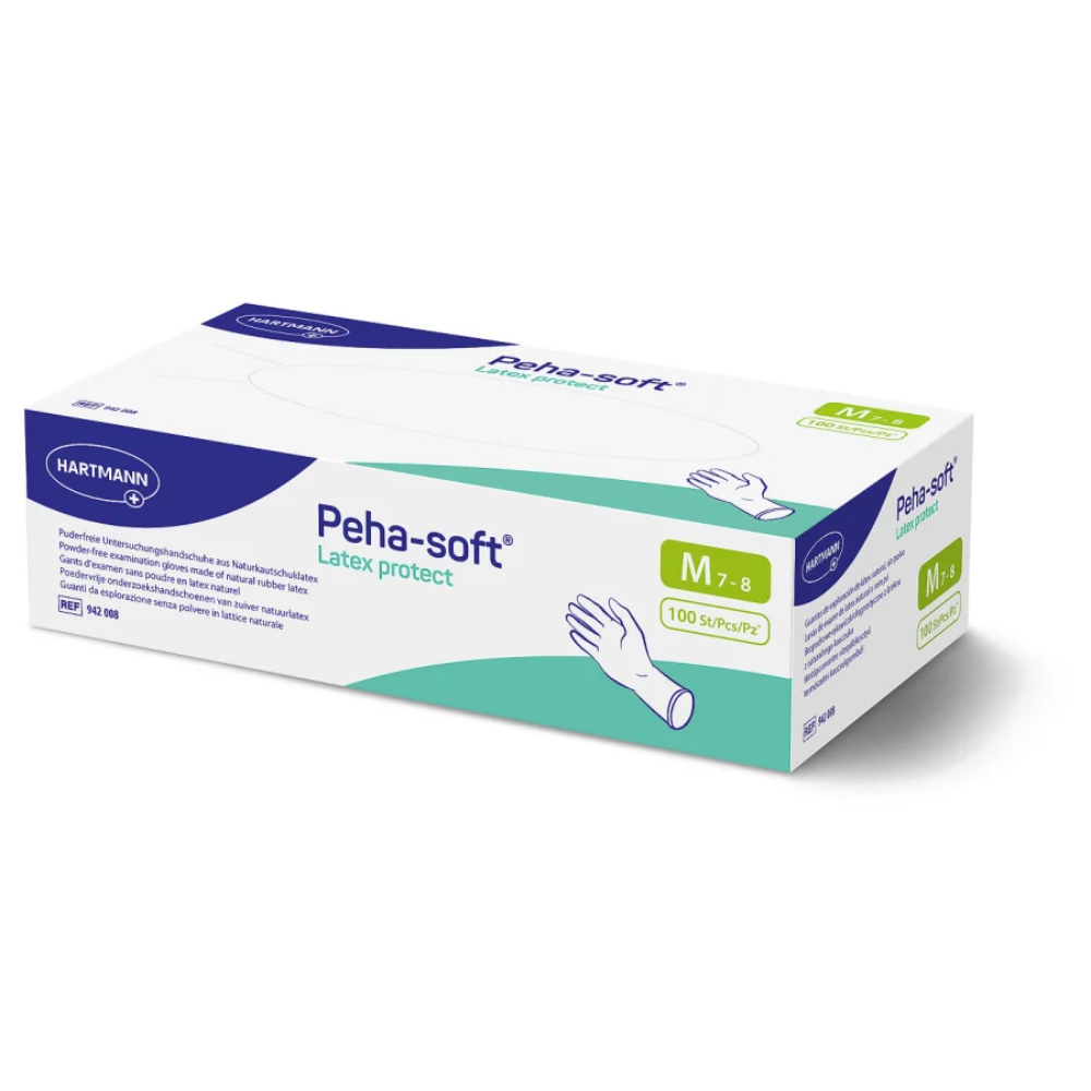 Hartmann Peha-soft® Latex protect, puderfreier Untersuchungshandschuh, Größe M