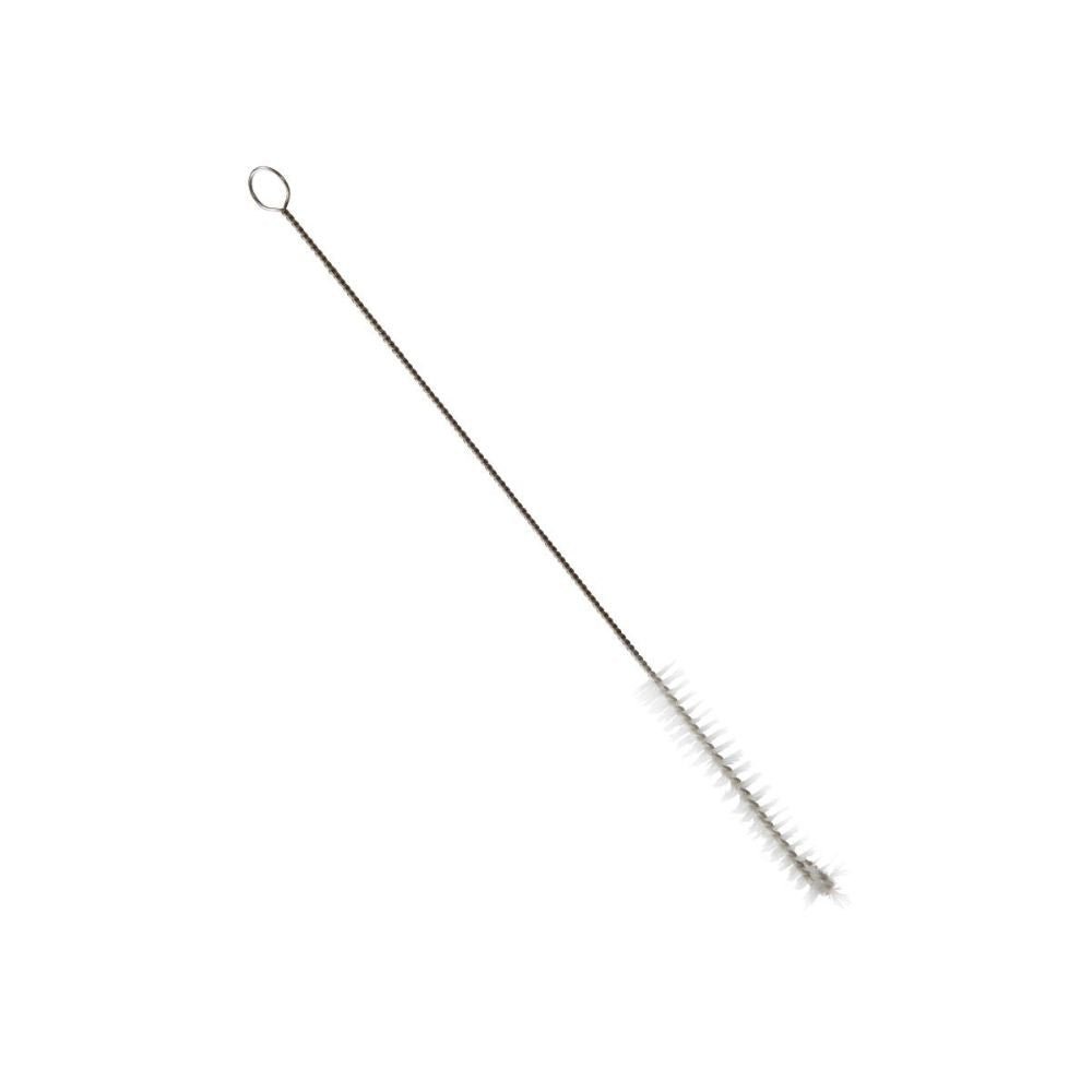 Haug Bürsten KG szczotka do probówek miękka o wymiarach 300 x Ø20 mm posiada uchwyt z drutu ze stali nierdzewnej V2A i białe włosie do higienicznego czyszczenia. Posiada pętlę do zawieszenia.