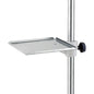 Die Novocal Ablageplatte für Infusionsständer aus Edelstahl (315 x 275 mm) mit Handra bietet drei erhöhte Kanten, verstellbaren Knopf und Halterung - ideal zum sicheren Abstellen medizinischer Utensilien. Packung: 1 Stück.