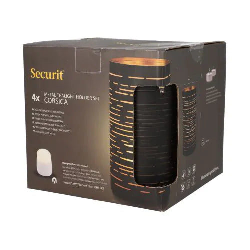 Papstar Świecznik Securit® Ø 8 cm x 15 cm czarno-złoty